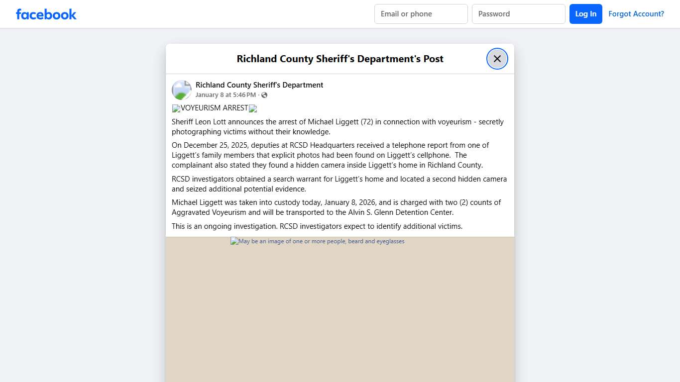 🚨VOYEURISM ARREST🚨... - Richland County Sheriff's Department Facebook